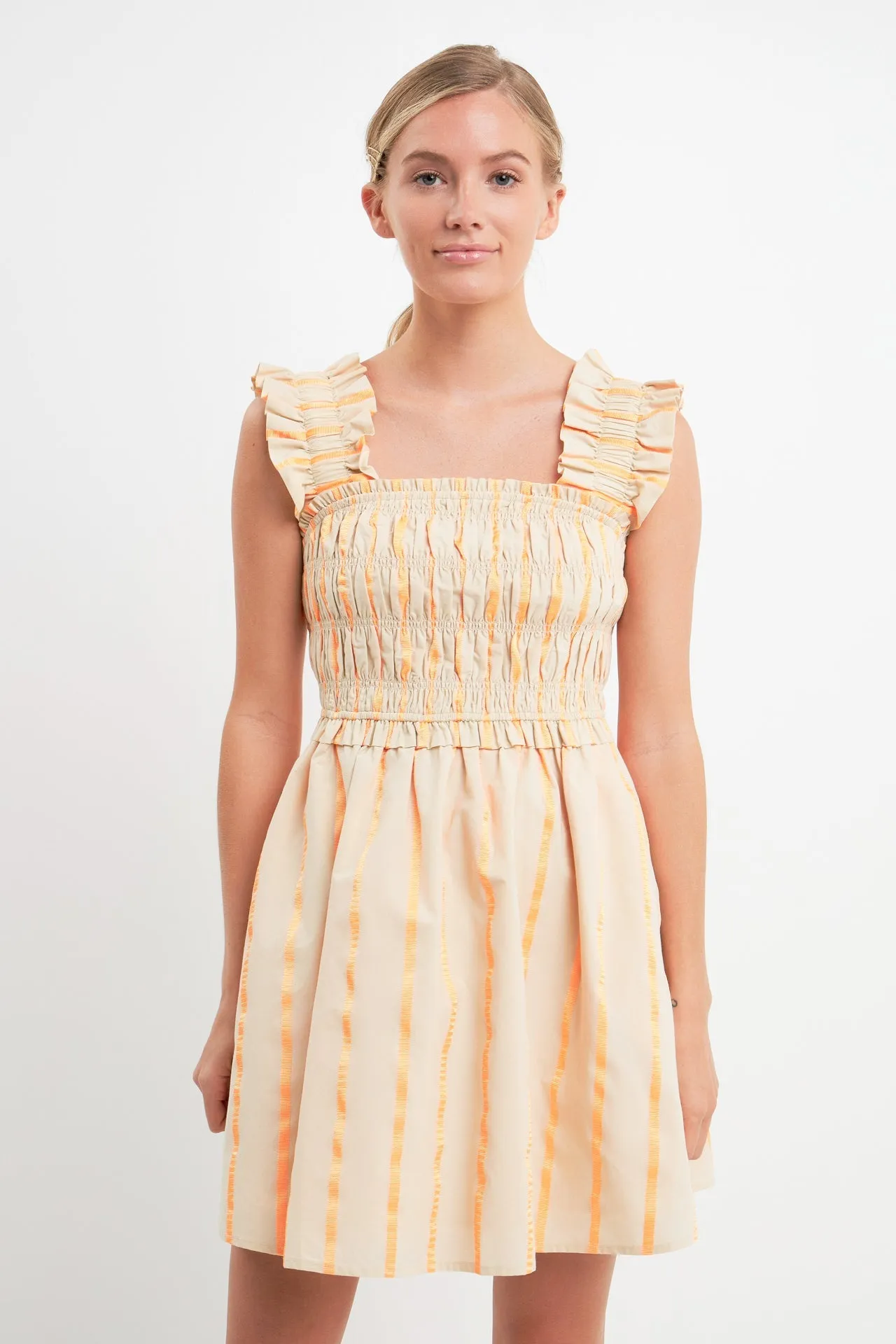 English Factory - Stripe Ruffled Midi Dress