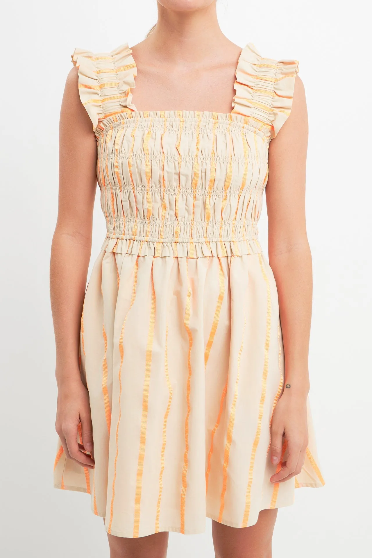 English Factory - Stripe Ruffled Midi Dress