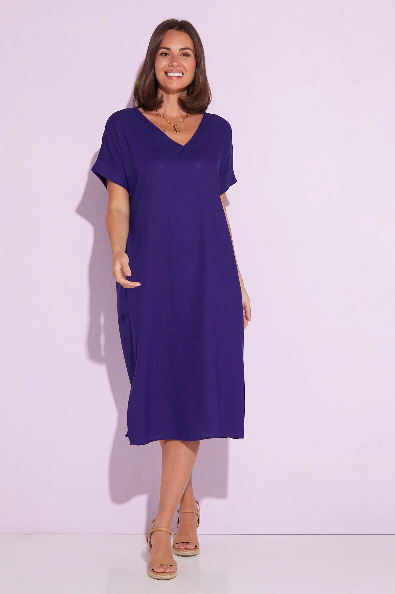 Esiteri Linen Dress - Purple