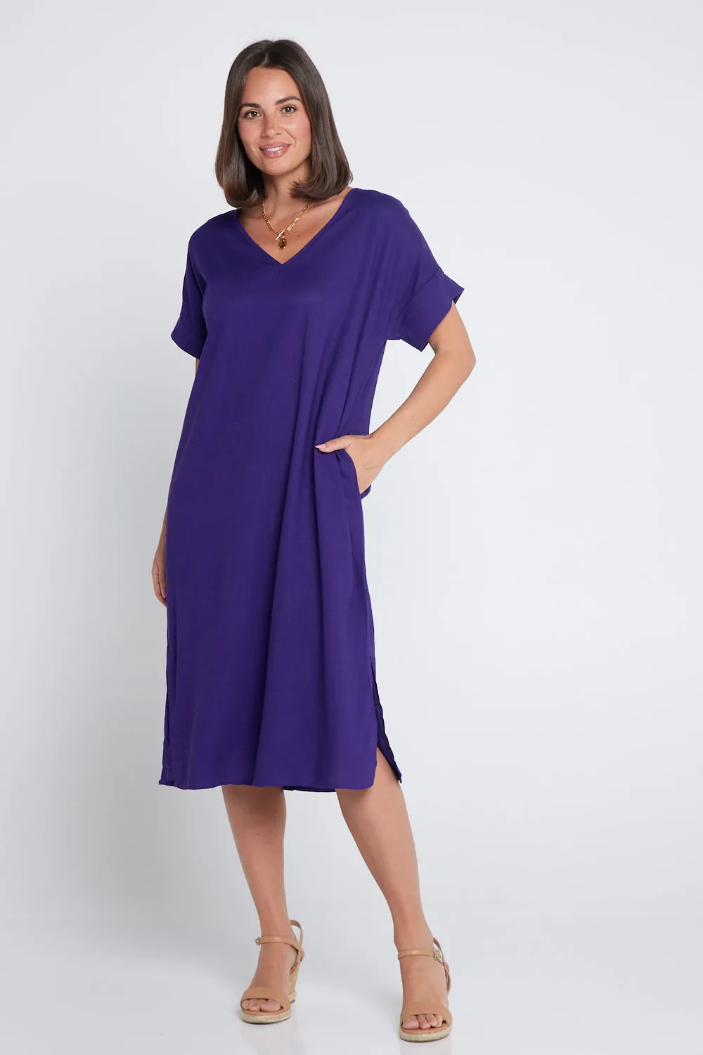 Esiteri Linen Dress - Purple