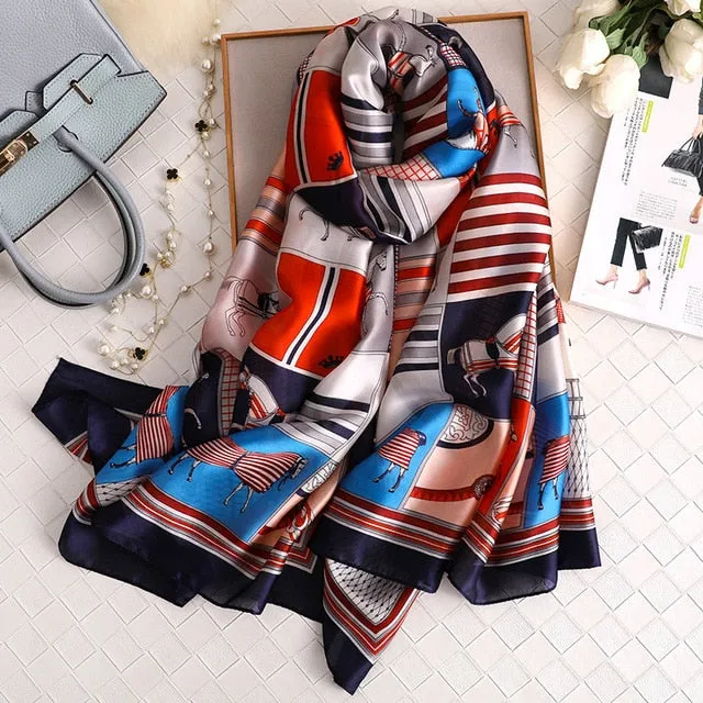 Fashion Silk Scarf Printed Bandana Shawl #C023