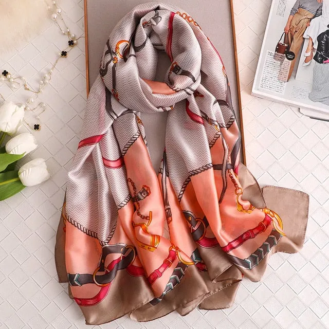 Fashion Silk Scarf Printed Bandana Shawl #C023