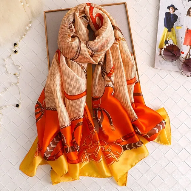 Fashion Silk Scarf Printed Bandana Shawl #C023