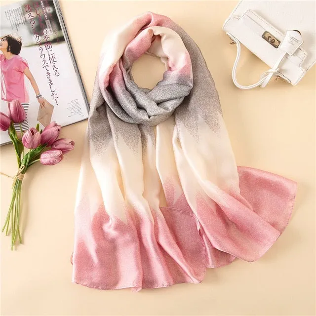 Fashion Silk Scarf Printed Bandana Shawl #C023