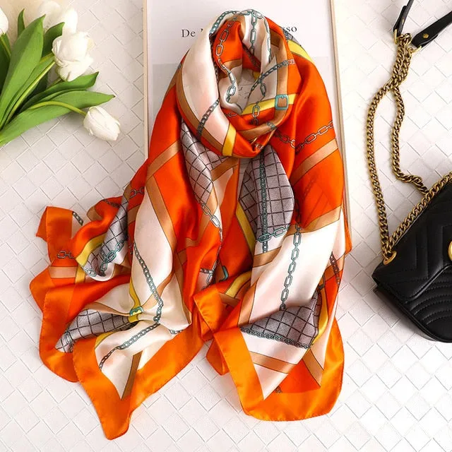 Fashion Silk Scarf Printed Bandana Shawl #C023