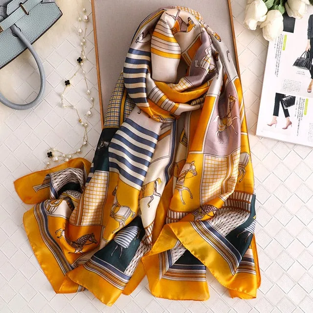 Fashion Silk Scarf Printed Bandana Shawl #C023