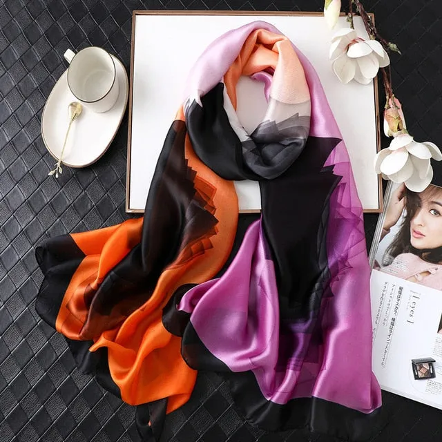 Fashion Silk Scarf Printed Bandana Shawl #C023