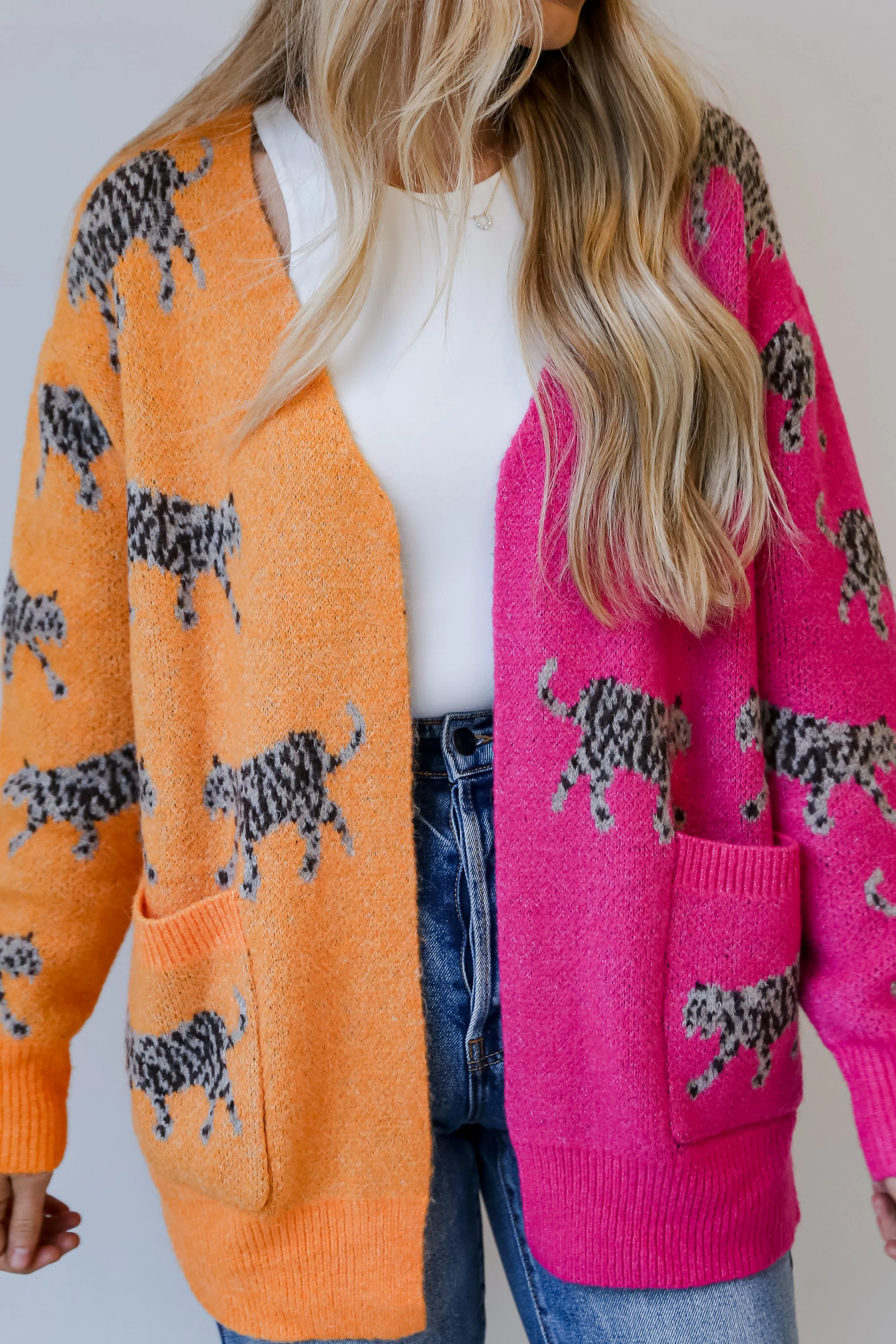 FINAL SALE - Wild For The Season Color Block Tiger Cardigan