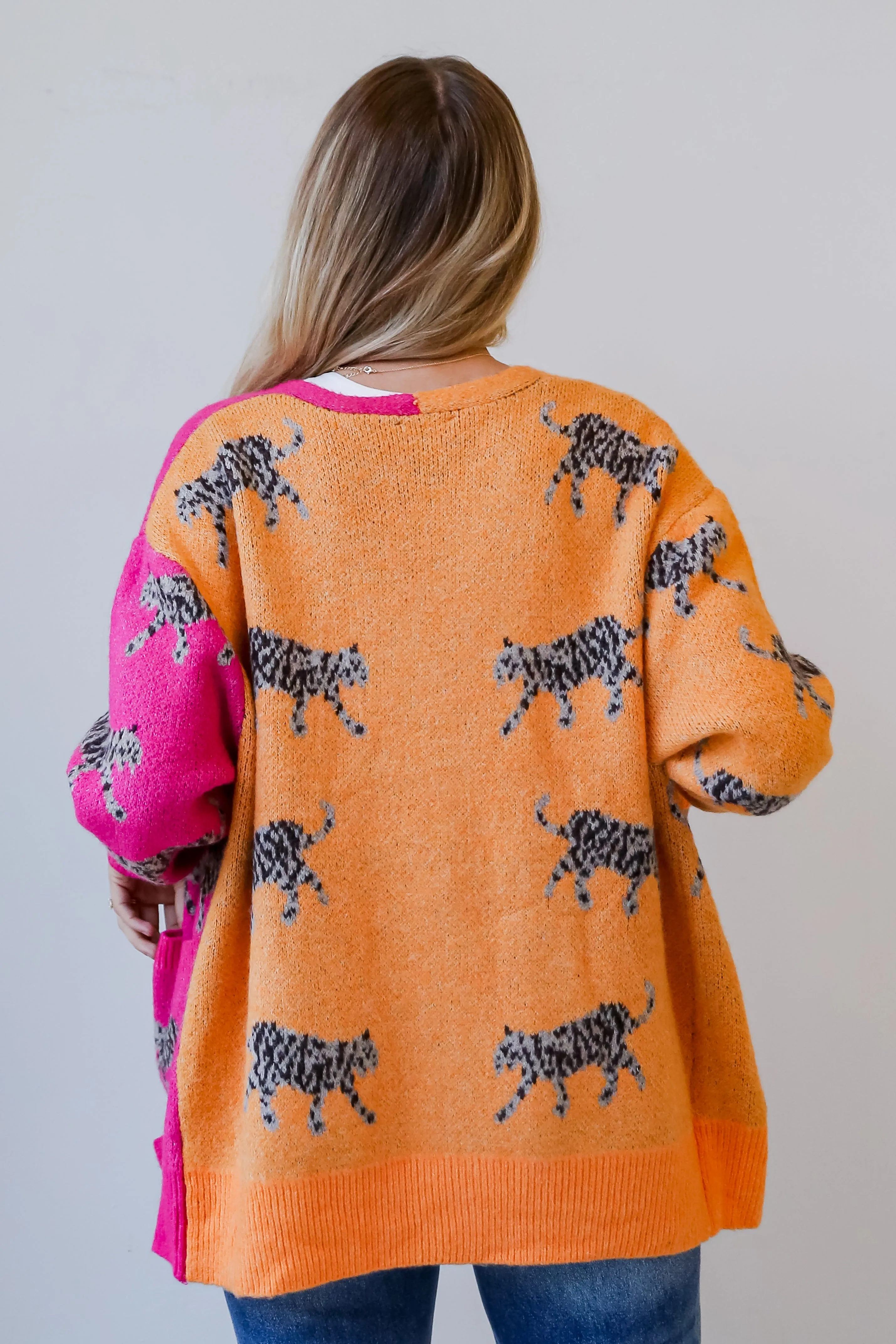 FINAL SALE - Wild For The Season Color Block Tiger Cardigan