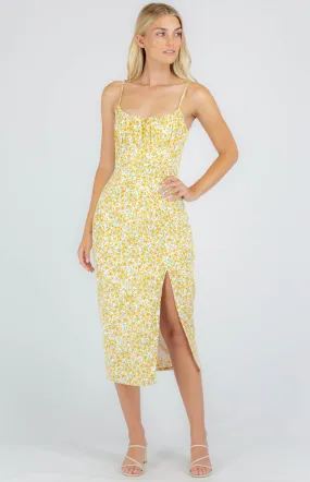 Floral Midi Dress With Side Split Hem