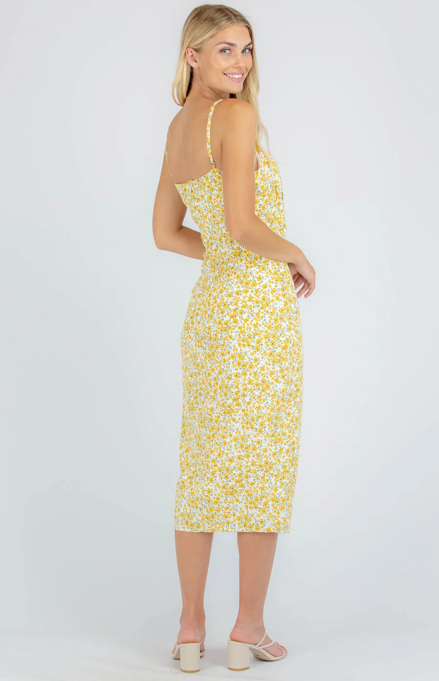 Floral Midi Dress With Side Split Hem