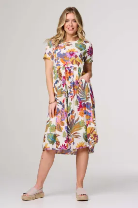 Floral Short Sleeve Relaxed Midi Dress