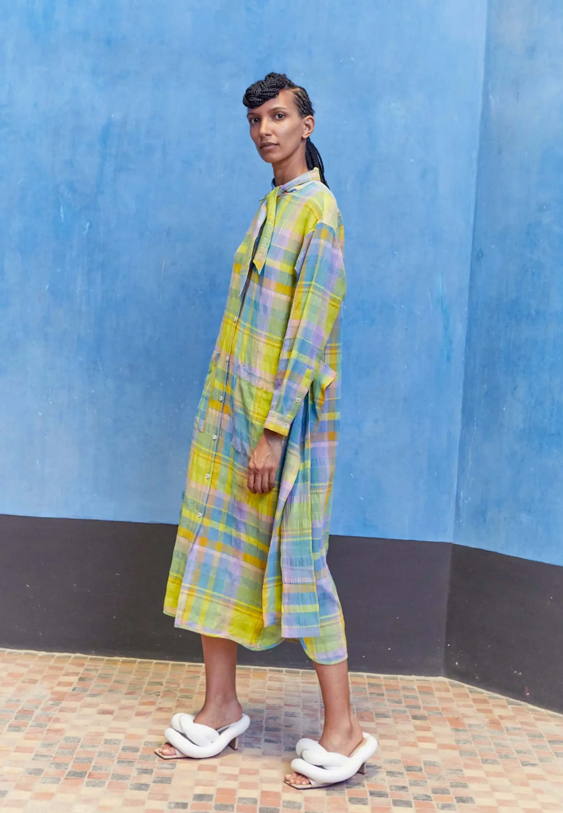 Flute Dress - Bright Checks