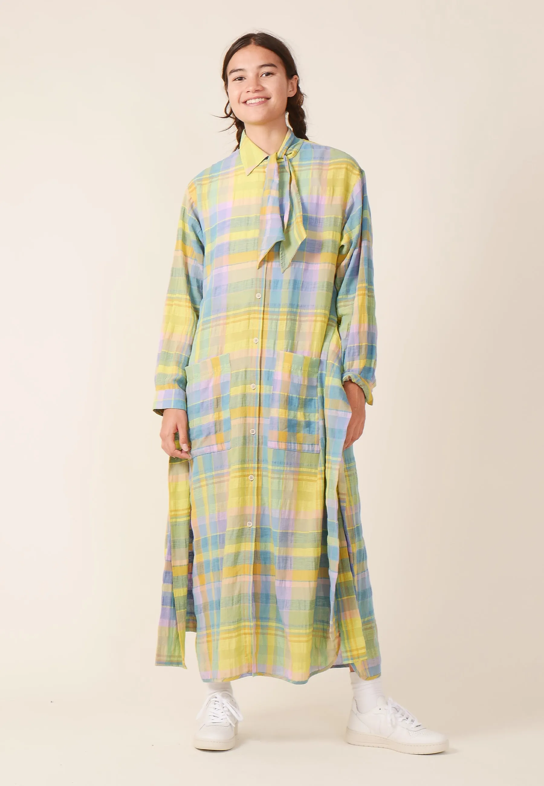 Flute Dress - Bright Checks