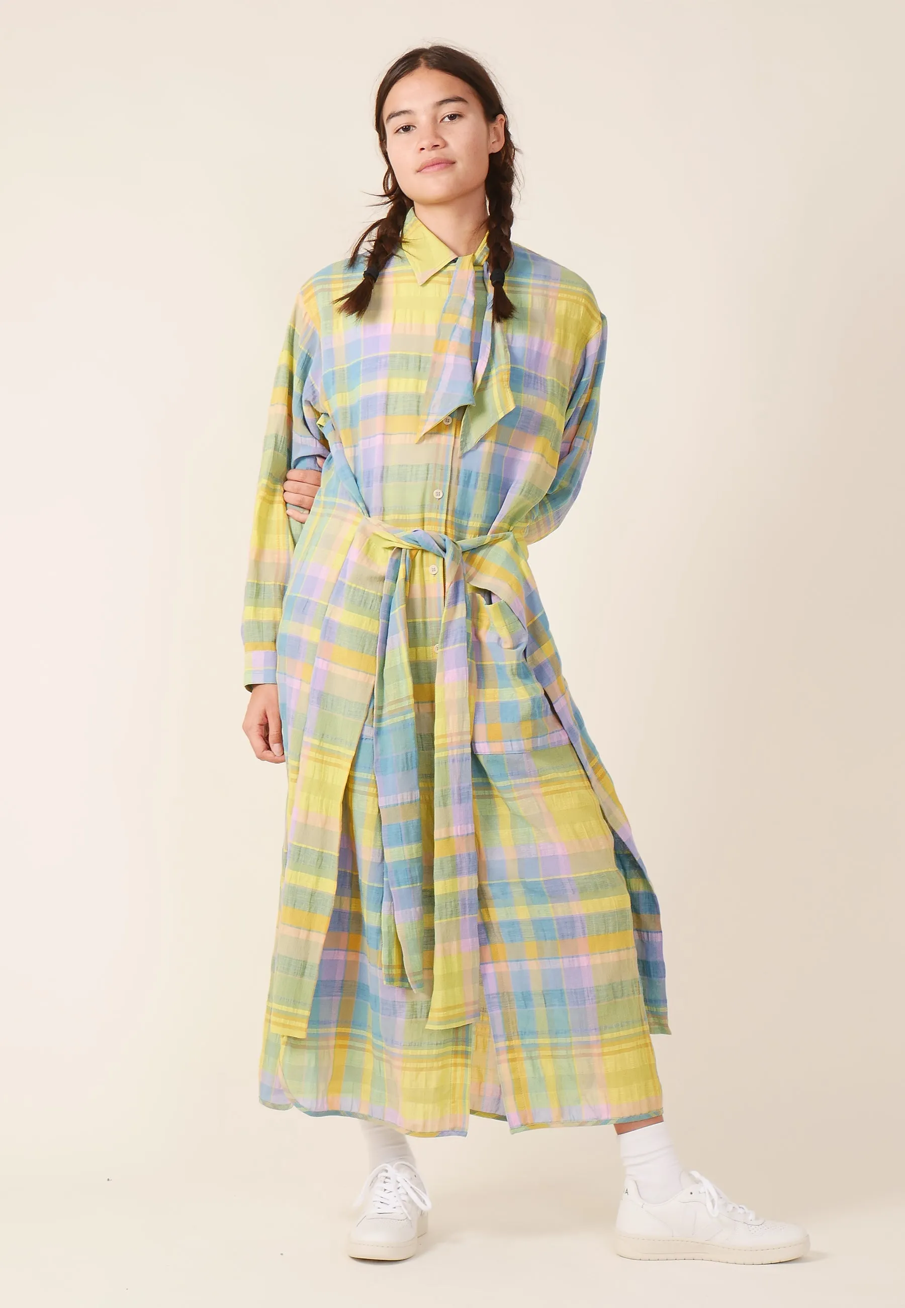 Flute Dress - Bright Checks