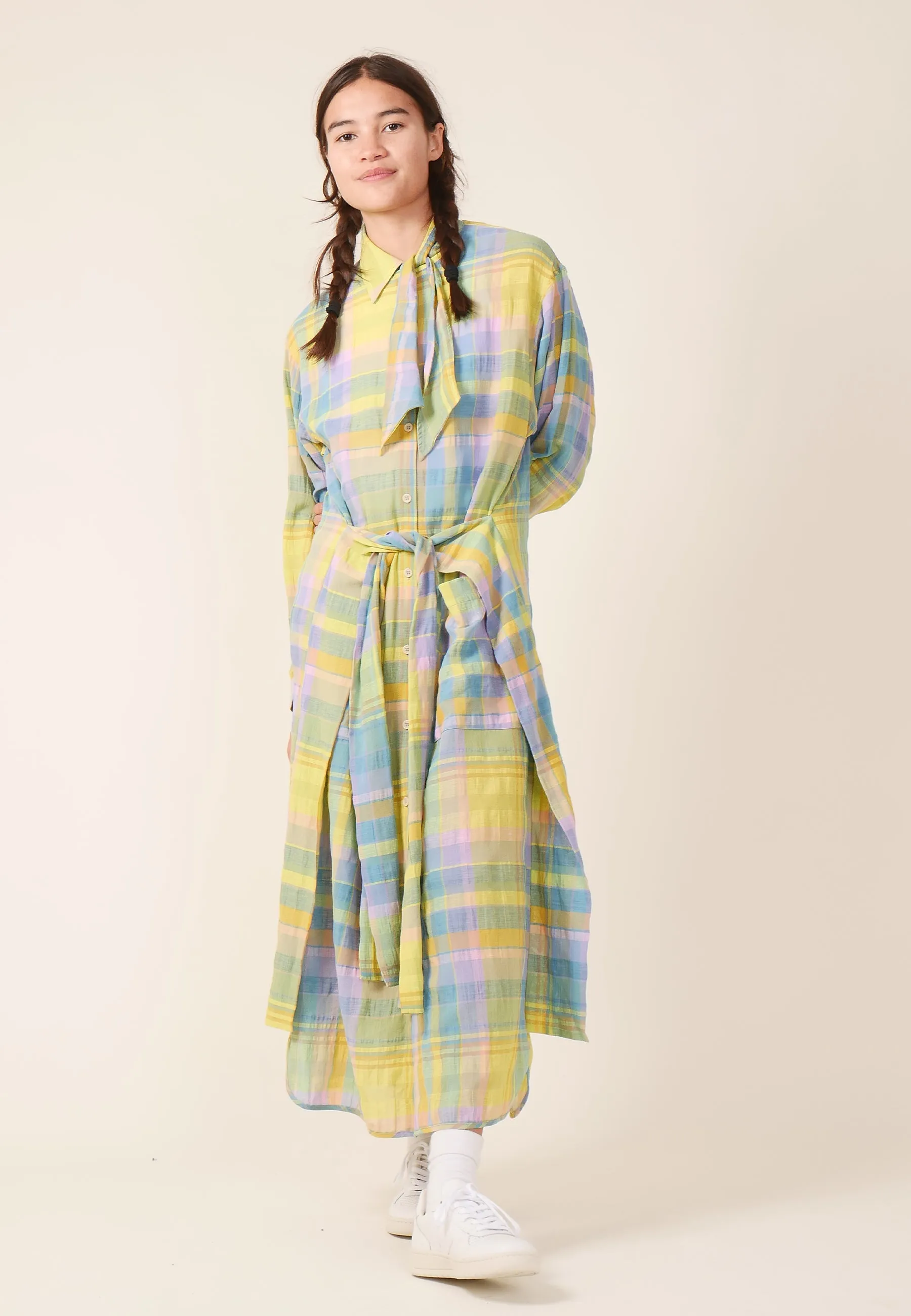 Flute Dress - Bright Checks