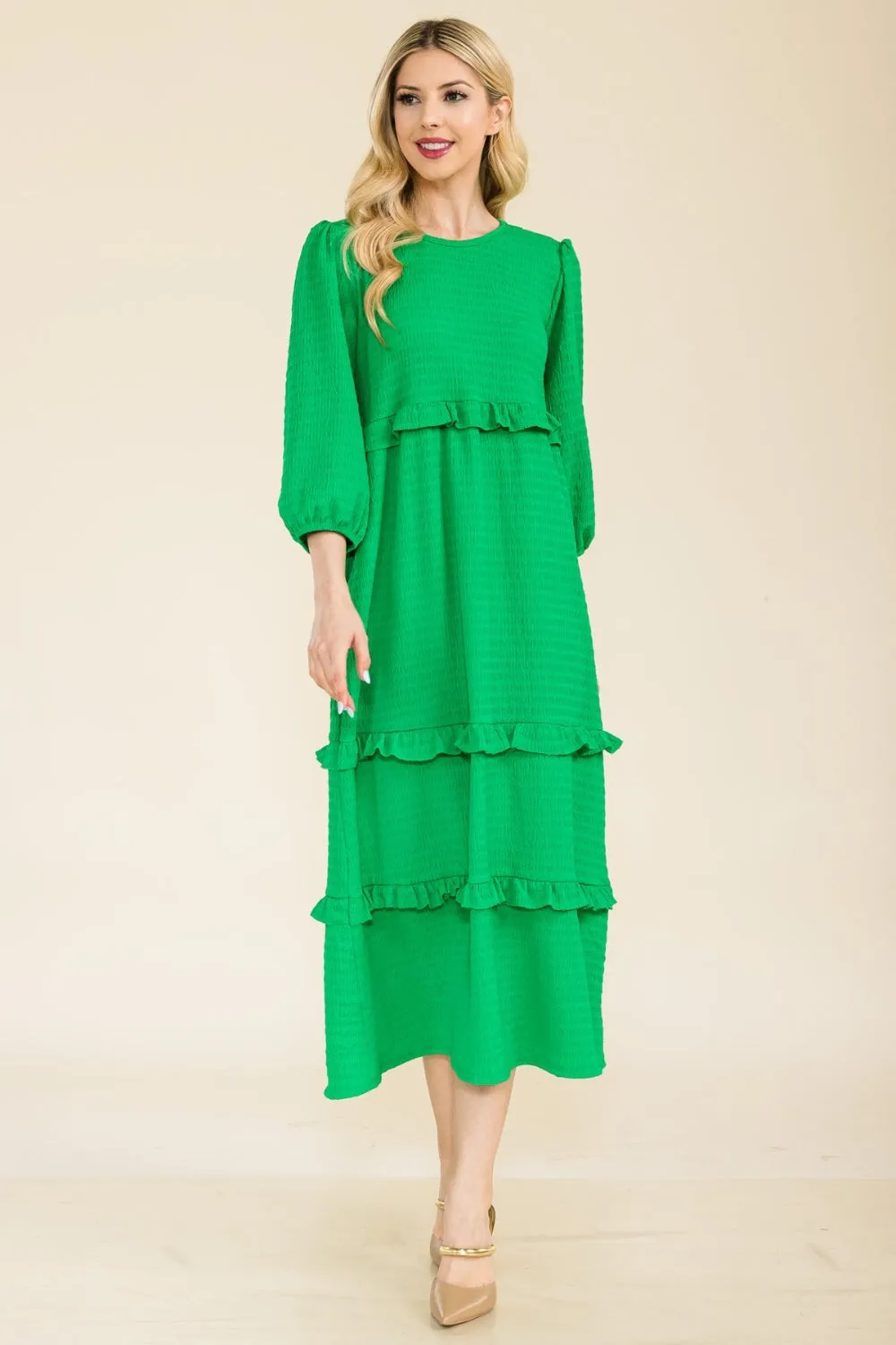 Full Size Tiered-Ruffle Midi Dress