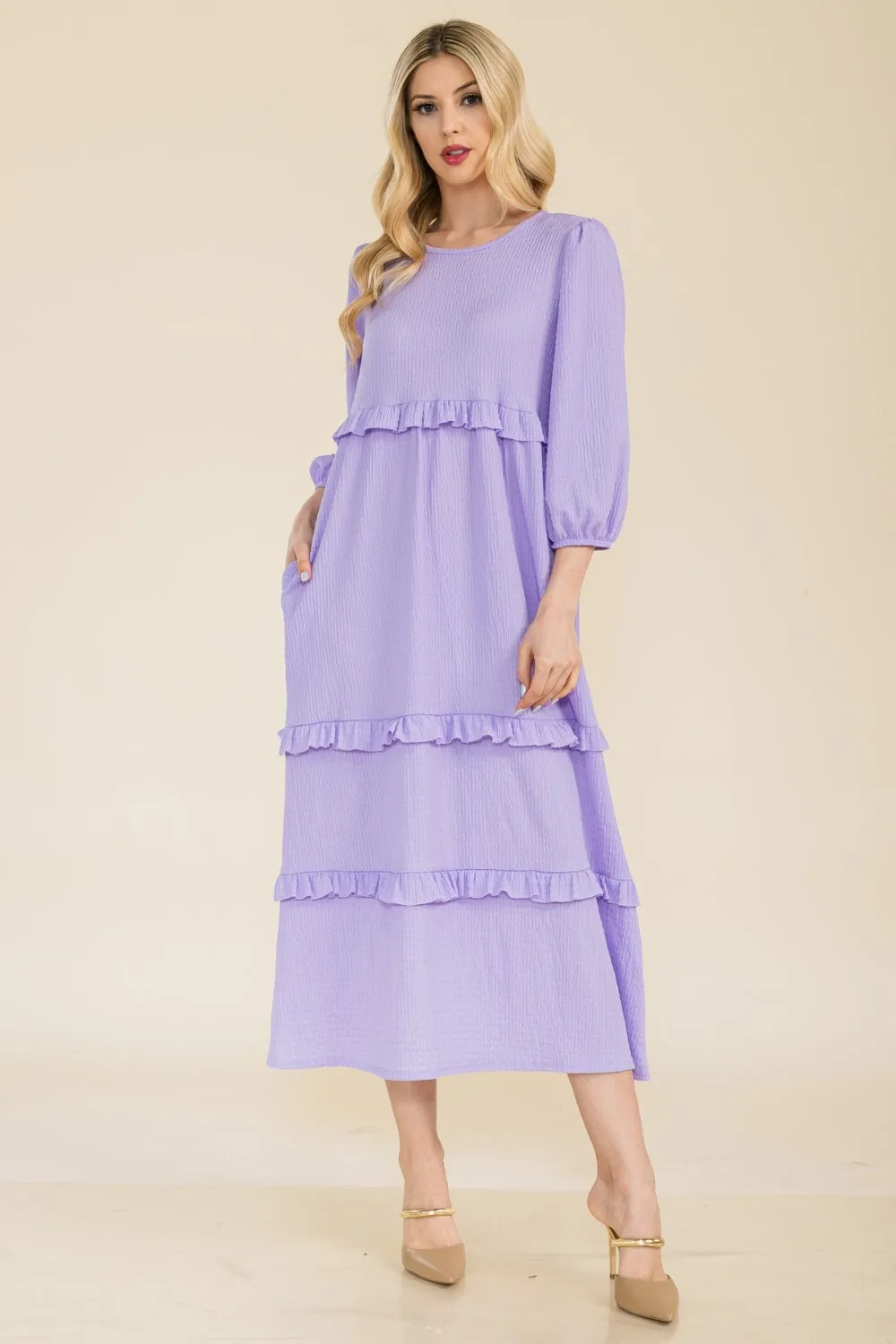 Full Size Tiered-Ruffle Midi Dress