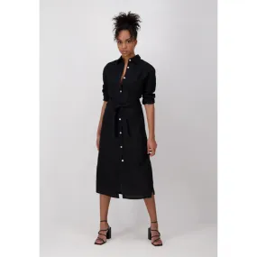 Fynch-Hatton LINEN SHIRT DRESS WITH BELT Black 20332053