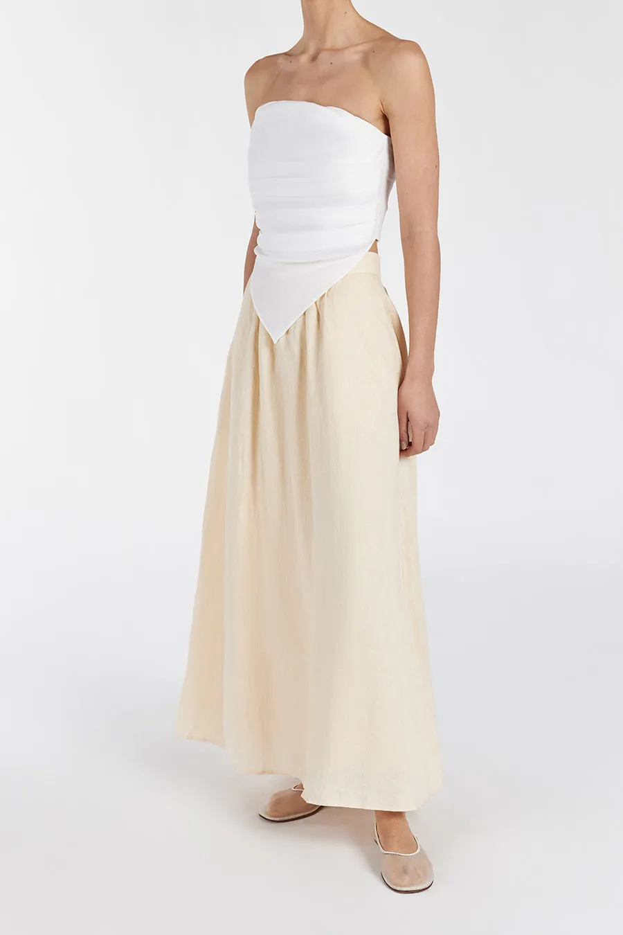 GEMIMA LEMON LINEN MIDI SKIRT