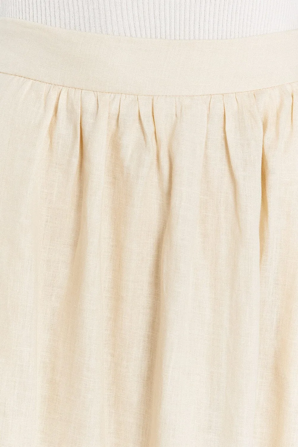 GEMIMA LEMON LINEN MIDI SKIRT