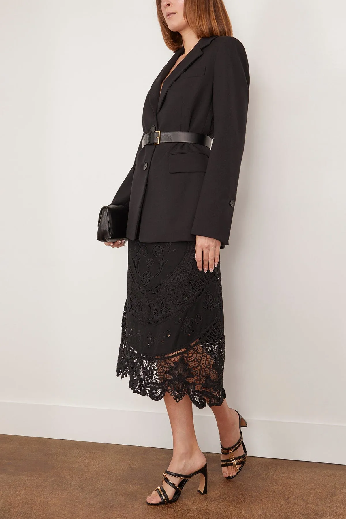 Gianna Lace Midi Skirt in Black