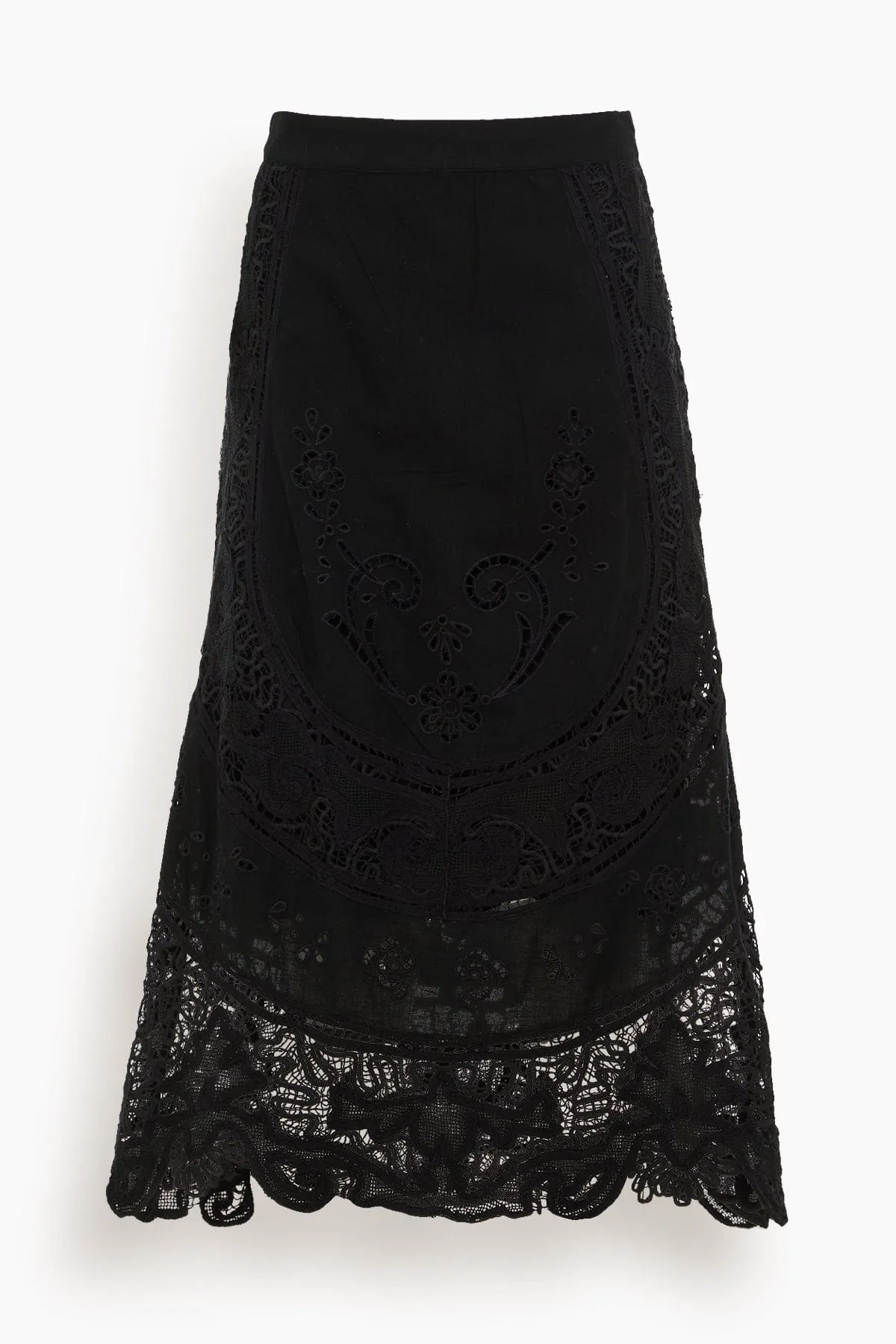 Gianna Lace Midi Skirt in Black