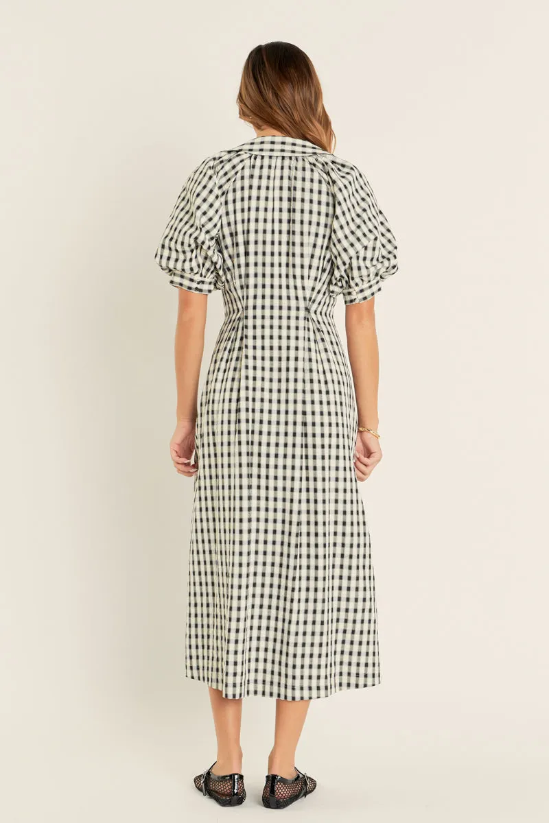 Gingham Check Midi Dress