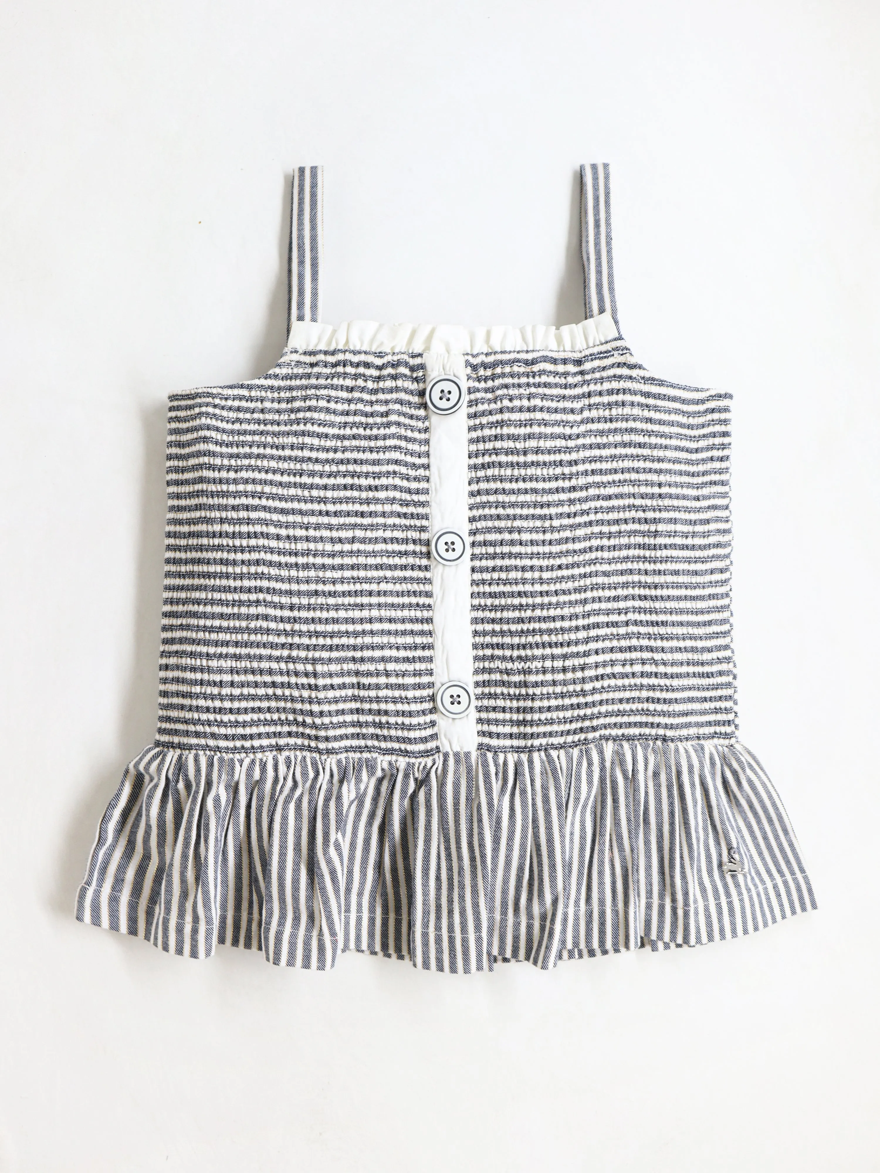 Girls Off White & Grey Square Neck Top