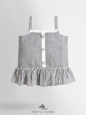 Girls Off White & Grey Square Neck Top