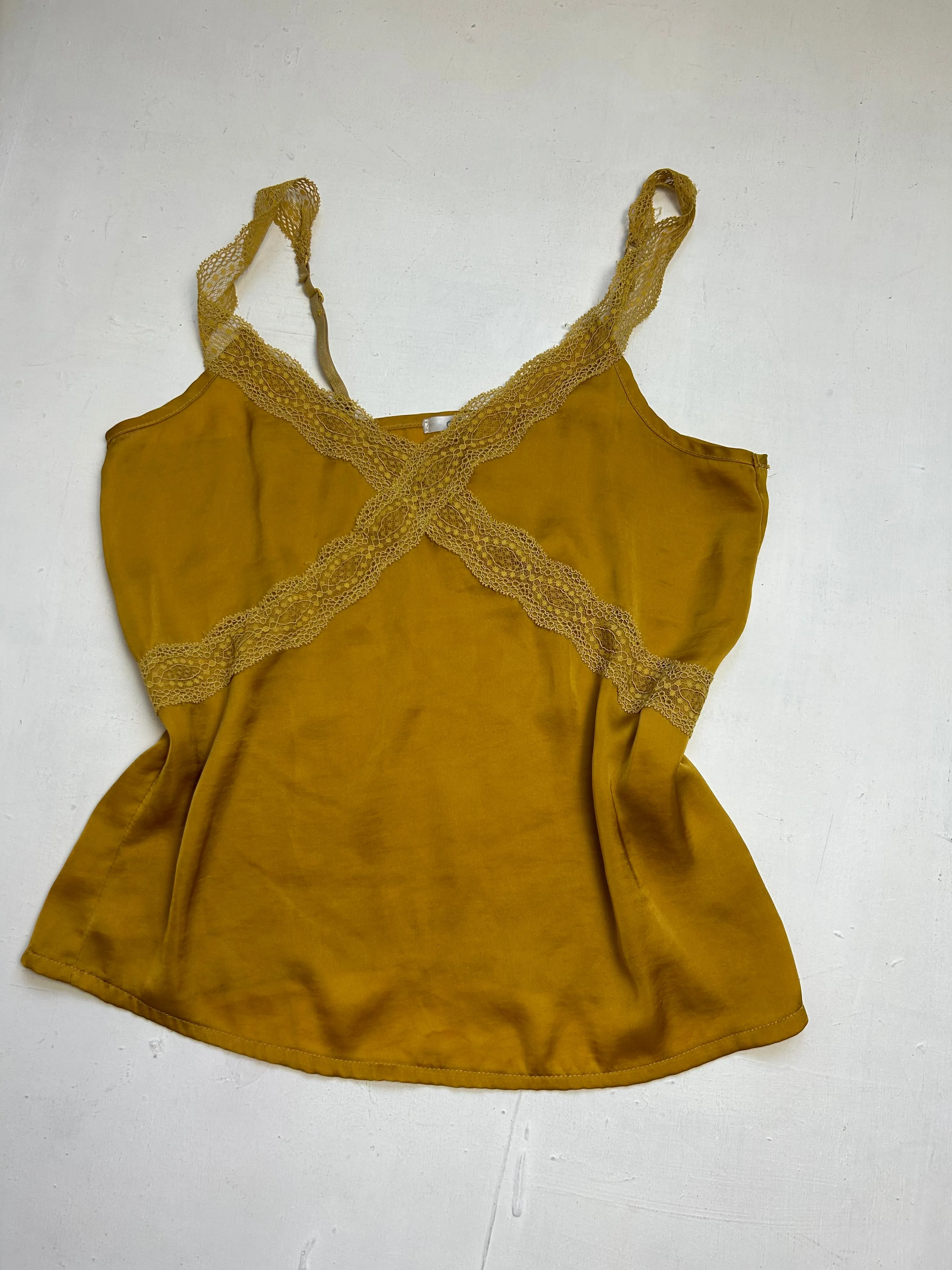 Gold lace detail satin effect cami top (XS/S)