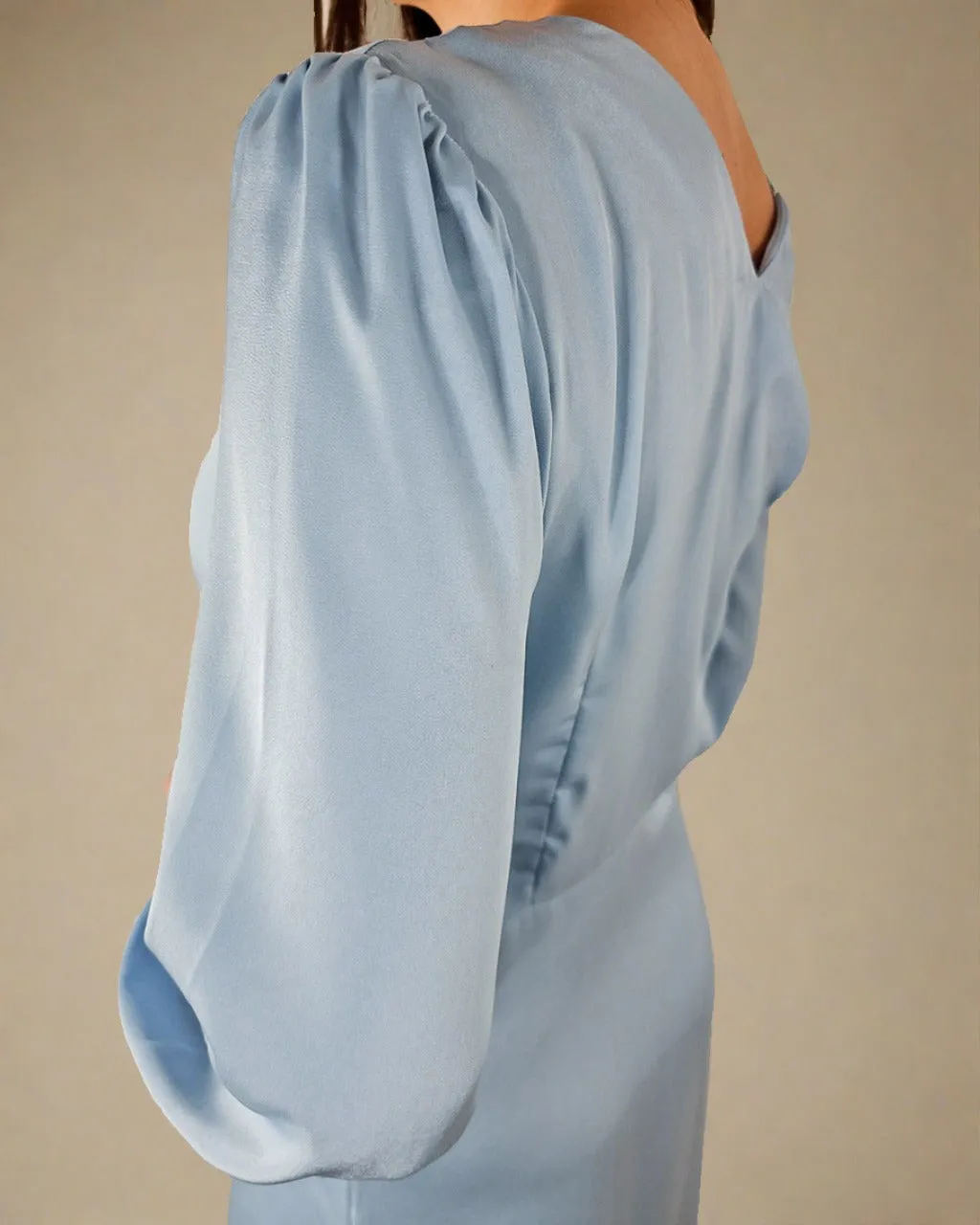 Grace Pale Blue Midi Dress with Buttons