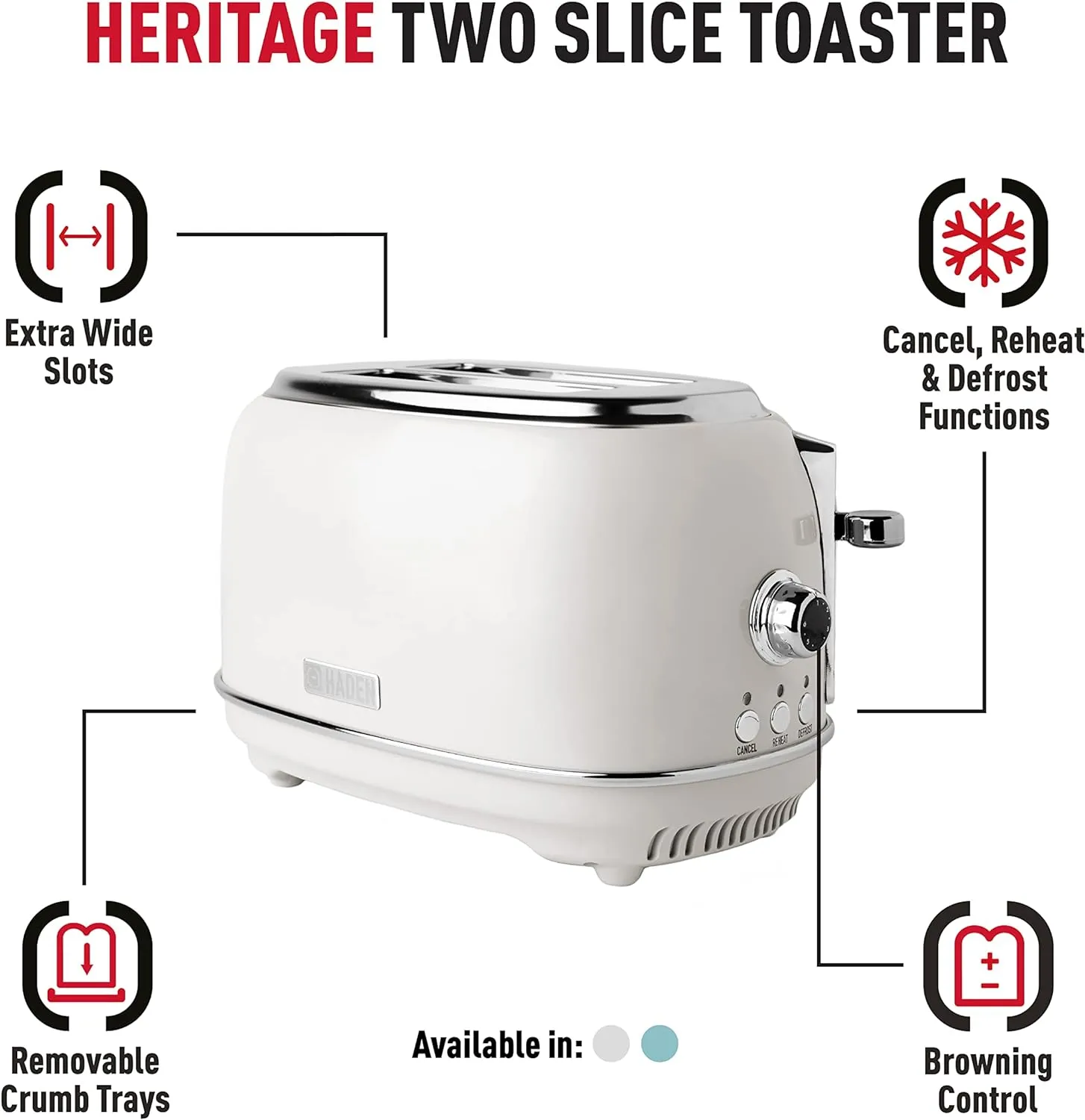 Haden Heritage 2-Slice Ivory Toaster