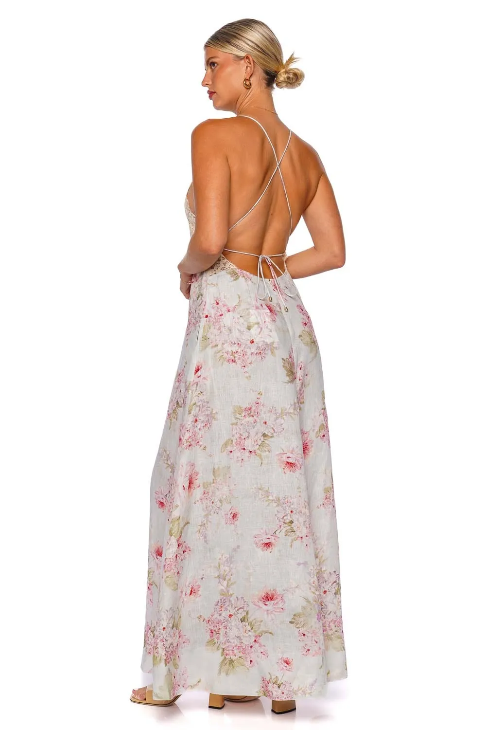 Halliday Watercolor Floral A Line Maxi Dress