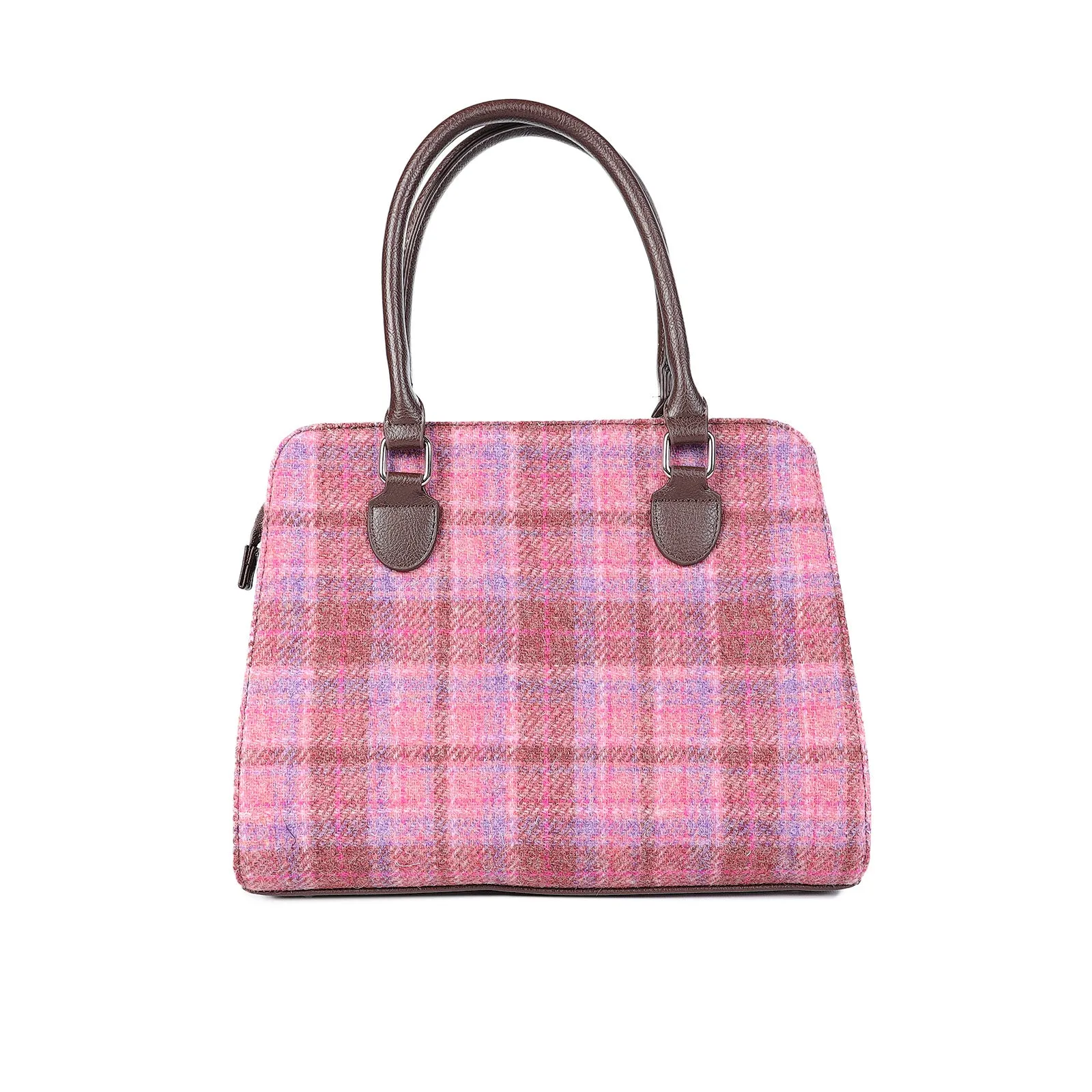 Harris Tweed Midi Tote Bag Findhorn Pink Check