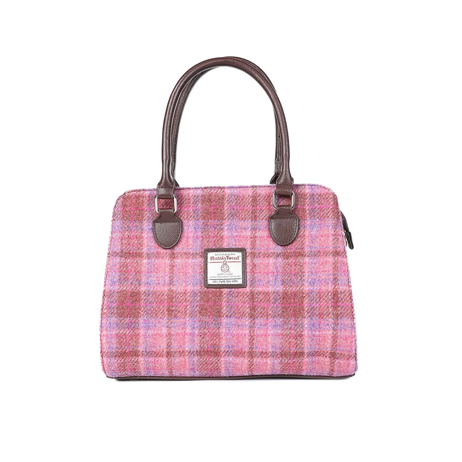 Harris Tweed Midi Tote Bag Findhorn Pink Check