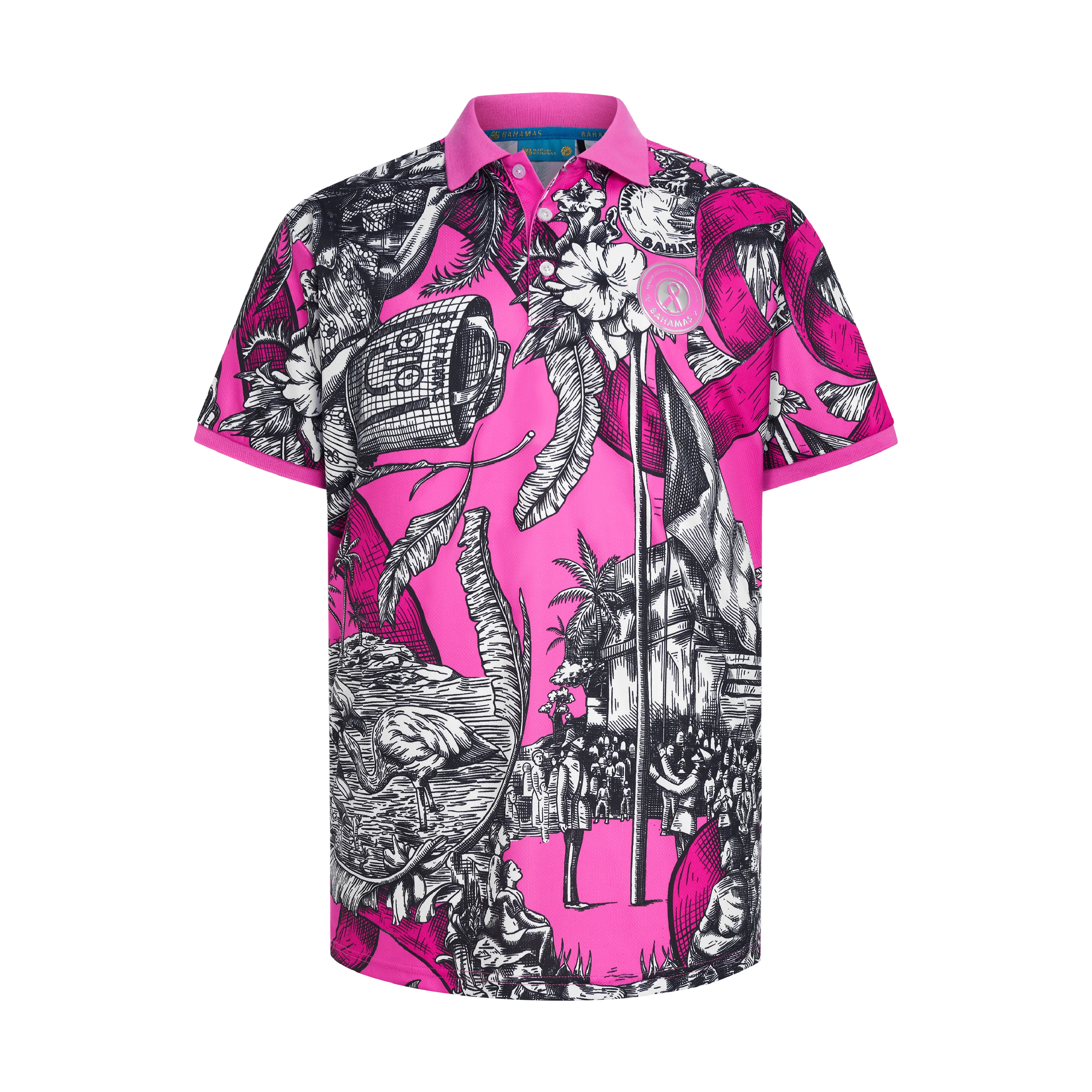 HERITAGE BREAST CANCER AWARENESS POLO-PINK & BLACK