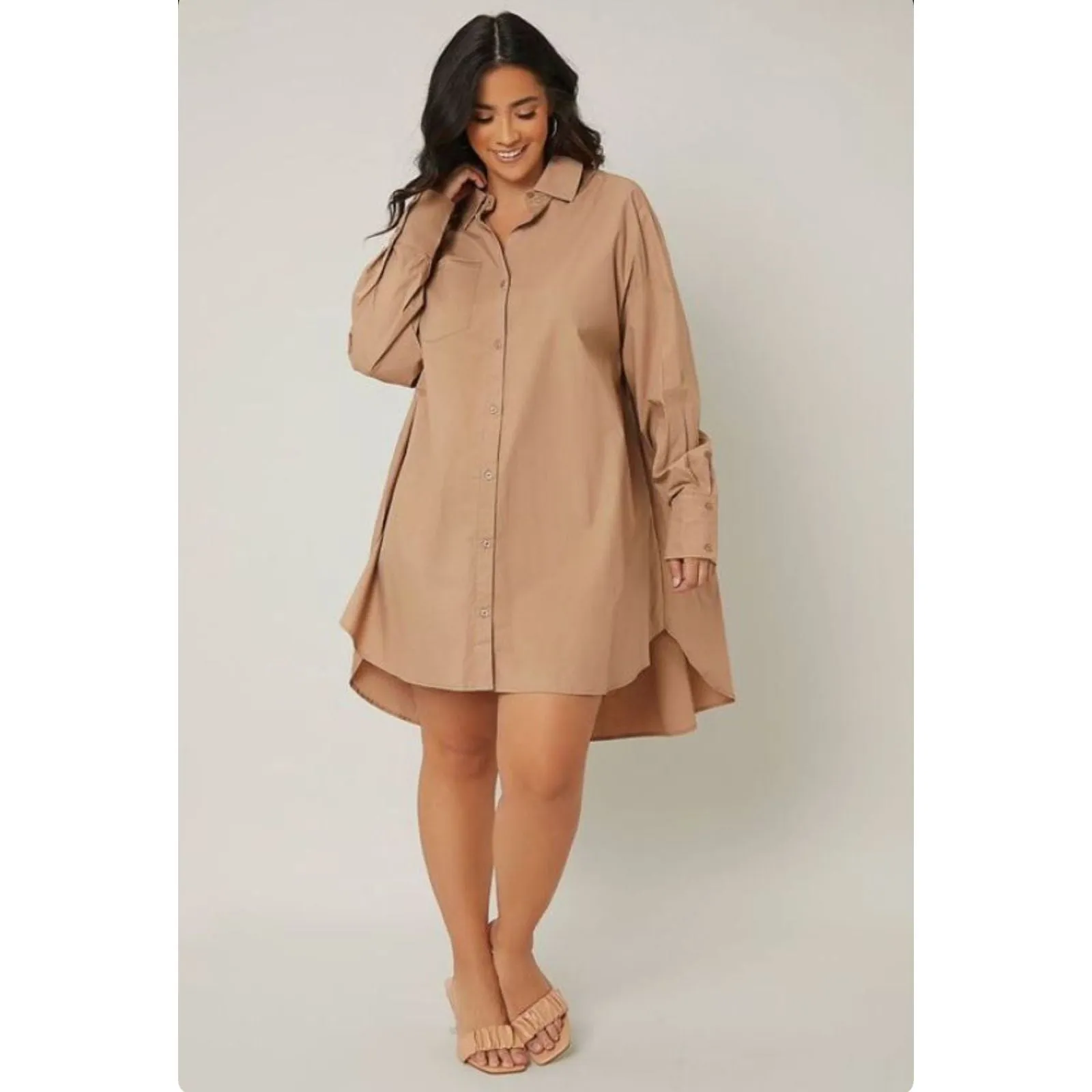 High-Low Midi Shirt Dress