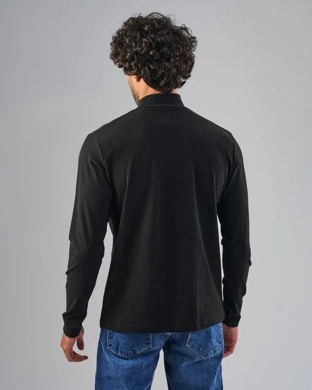 High Neck Long Sleeve Body  - BLACK