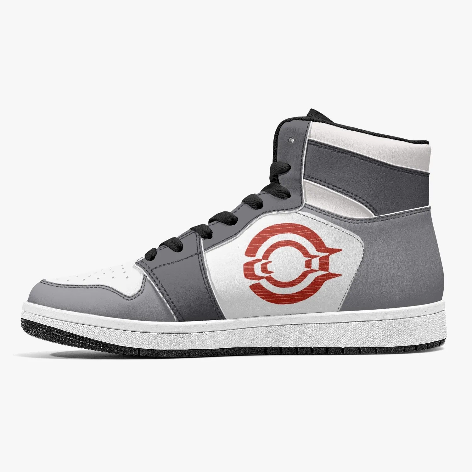 High-Top Leather Sneakers - White / Grey