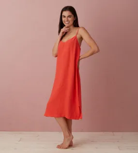 Hot Coral Alice 100% Linen Cami Nightie