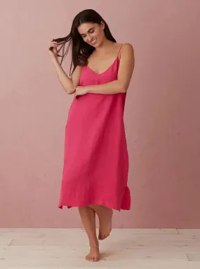 Hot Pink Alice 100% Linen Cami Nightie