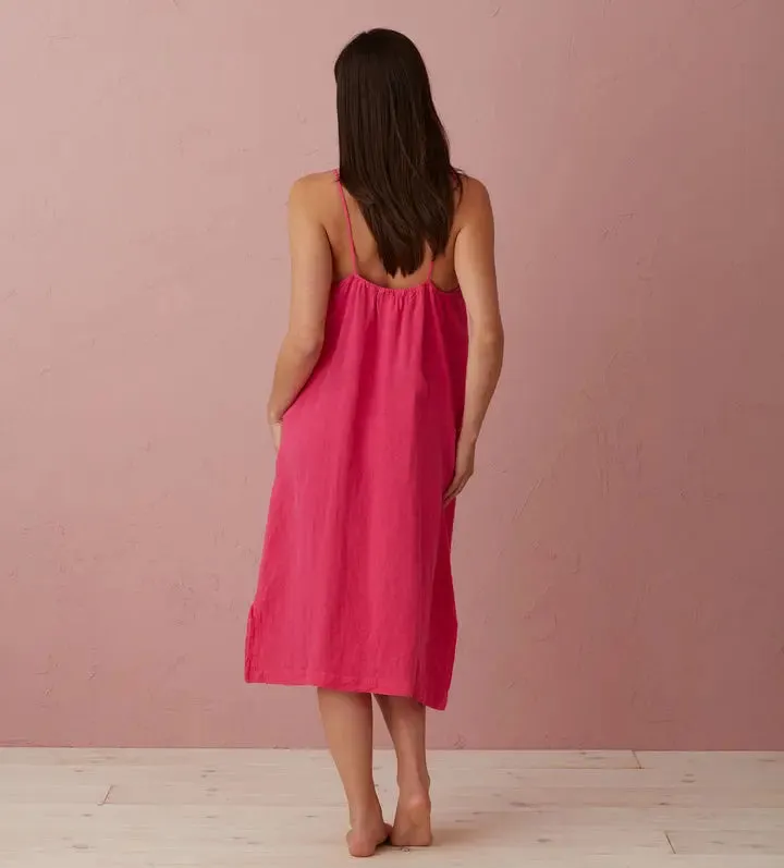 Hot Pink Alice 100% Linen Cami Nightie