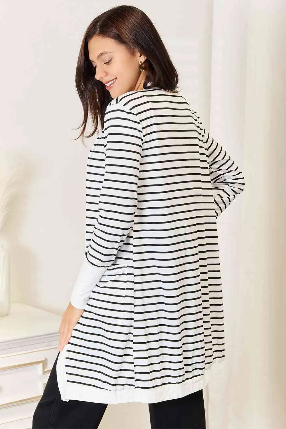 Jada Striped Open Front Longline Cardigan