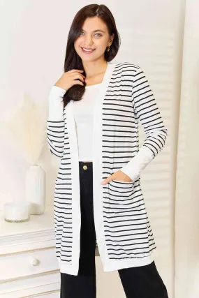 Jada Striped Open Front Longline Cardigan