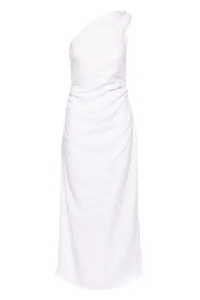 Jomana White One Shoulder Midi Dress