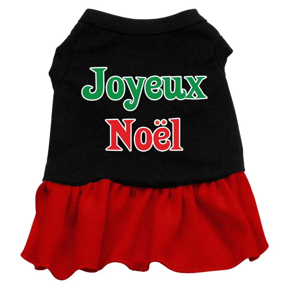 Joyeux Noel Screen Print Dress Black with Red XXXL (20)