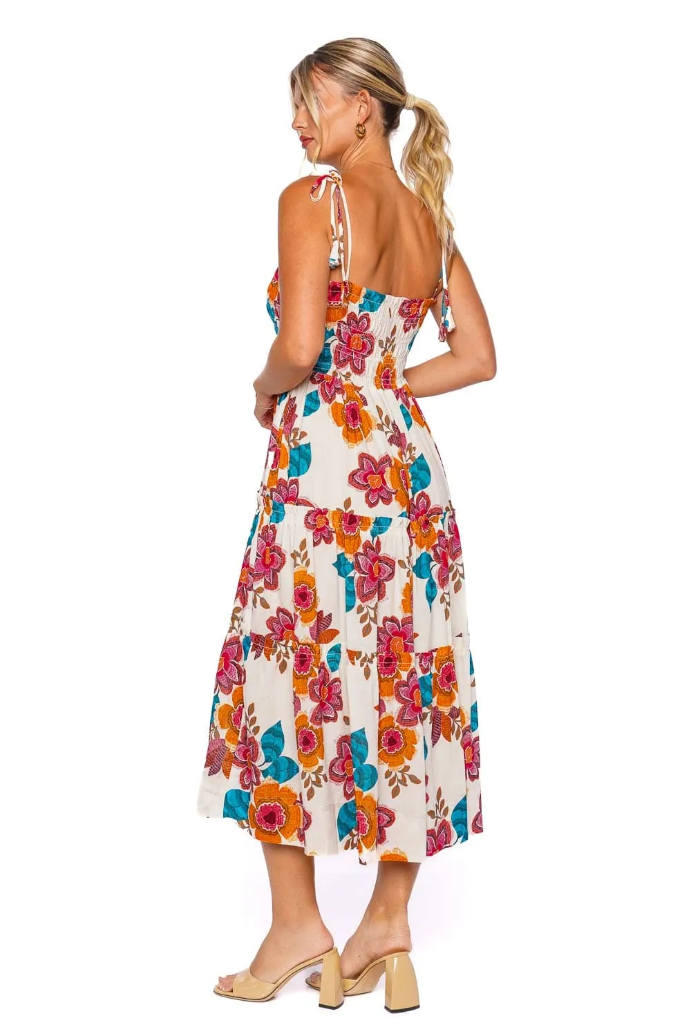 Kamina Flora Marbella Smocked Midi Dress