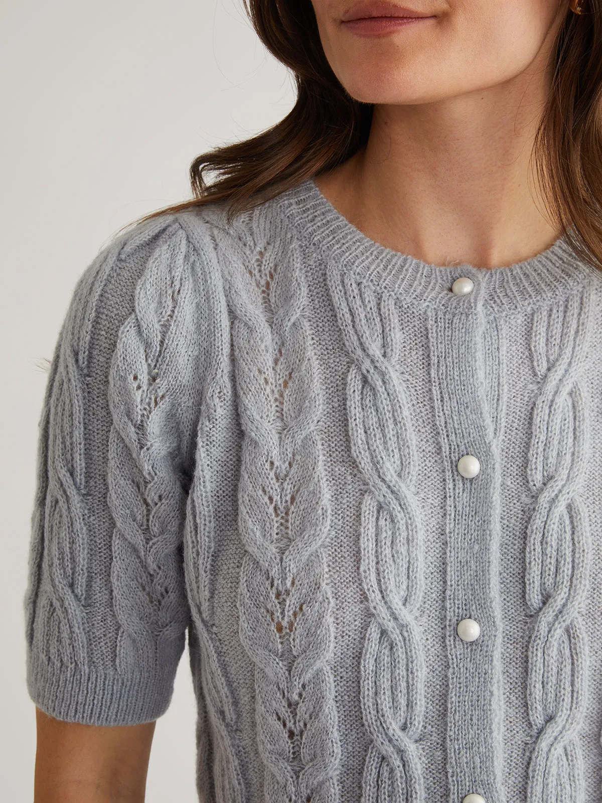 Lacey: Puff Sleeve Crew Cardigan