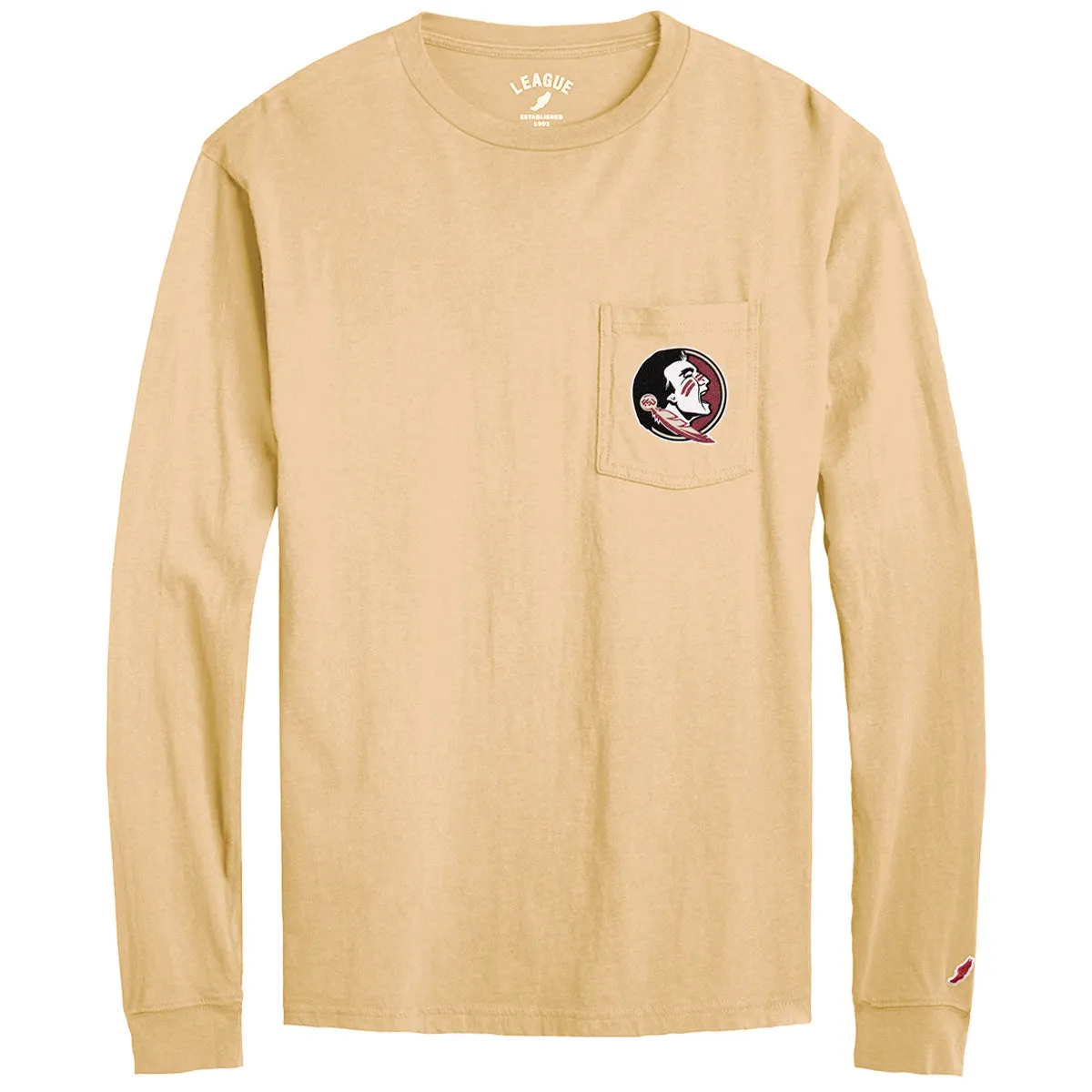 League Adult/Unisex Seminole Logo/Florida State Design Long Sleeve Pocket T-shirt - Vegas Gold